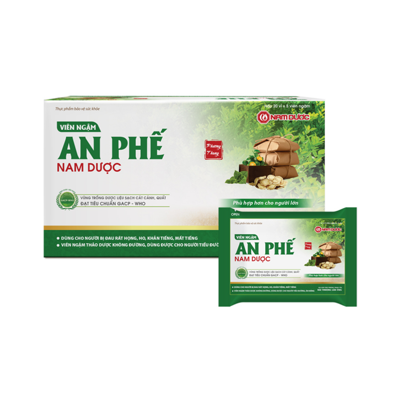 Viên ngậm An Phế Nam Dược giảm ho (Hộp 20 vỉ x 5 viên)
