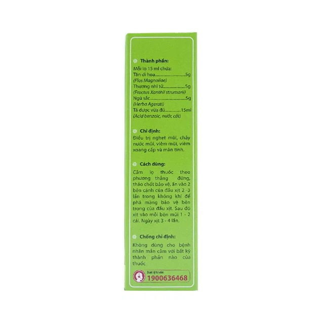 Thuốc xịt mũi Thông Xoang Nam Dược điều trị nghẹt mũi, chảy nước mũi (15ml)
