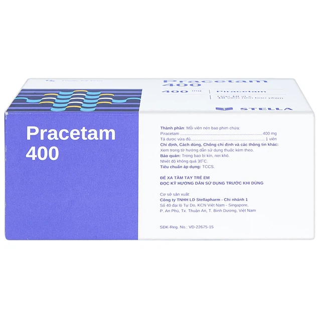 Viên nén Pracetam 400 Stella điều trị chóng mặt, suy giảm trí nhớ (10 vỉ x 10 viên)