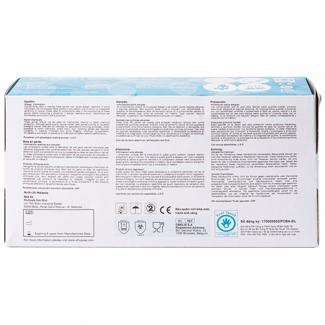Găng tay cao su y tế có bột Latex ASAP Malaysia Size M (100 cái)