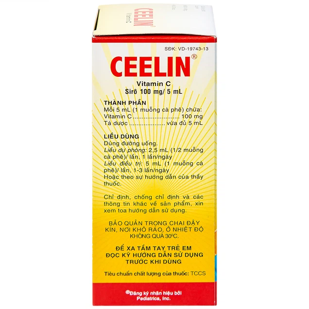 Siro Ceelin United bổ sung vitamin C, tăng cường sức đề kháng (120ml)