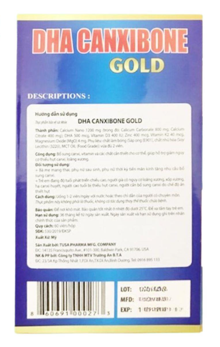 DHA Canxibone Gold – Bổ sung canxi và DHA chuyên nghiệp từ Mỹ (Hộp 60 viên)