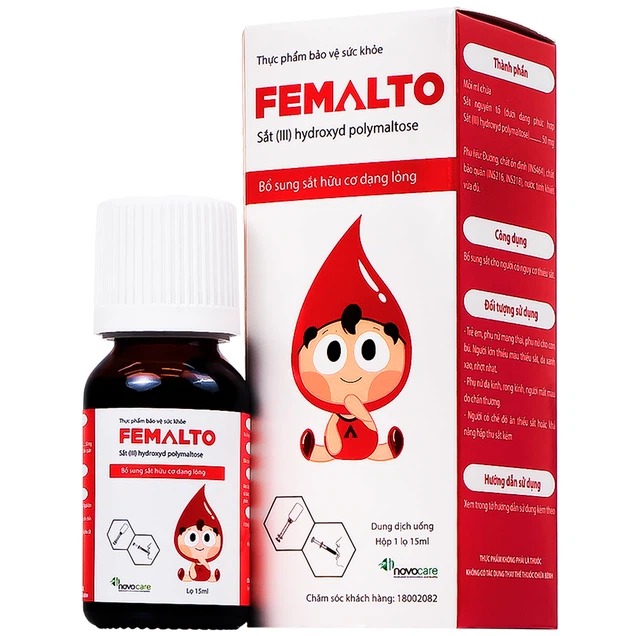 Dung dịch uống Femalto Novocare bổ sung sắt do thiếu sắt (15ml)