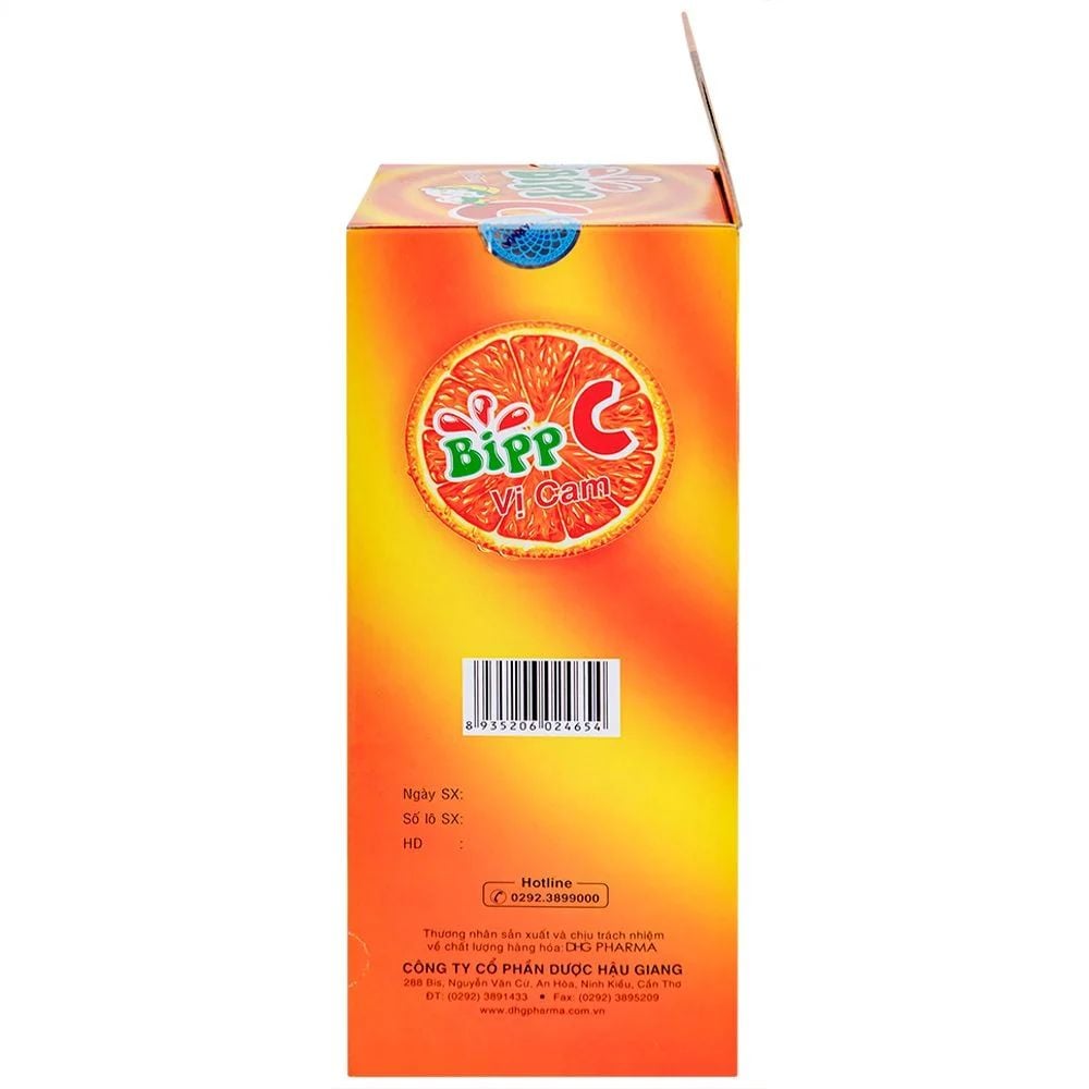 Viên ngậm Bipp C vị cam DHG (Hộp 35 gói x 10 viên)