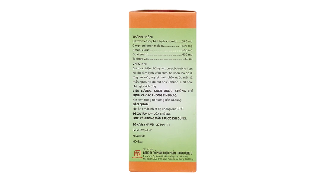 Siro ho TW3 giảm các triệu chứng ho do cảm lạnh, cảm cúm, dị ứng chai 60ml