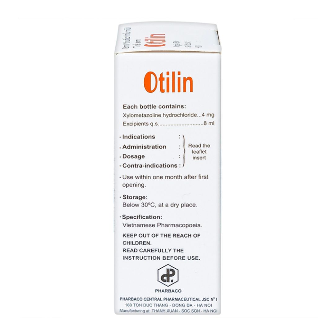 Thuốc nhỏ mũi Otilin 8ml Pharbaco (Lọ 8ml)