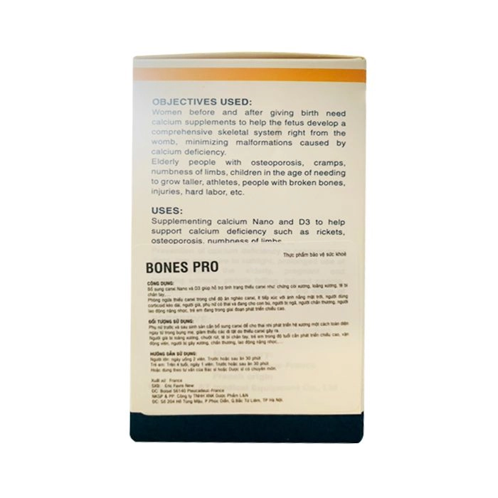 Viên uống BONES PRO bổ sung canxi và vitamin D3 cho xương chắc khoẻ (Hộp 60v )