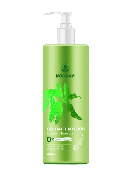 Gel tắm thảo dược Lá xoài - Tràm trà Mộc Nam (Chai 425ml) (Chai)