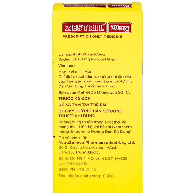Zestril 20mg AstraZeneca (H/28v)