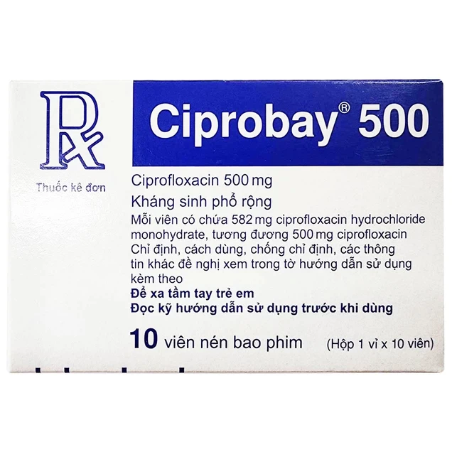 Thuốc Ciprobay 500mg Bayer điều trị nhiễm trùng (1 vỉ x 10 viên)