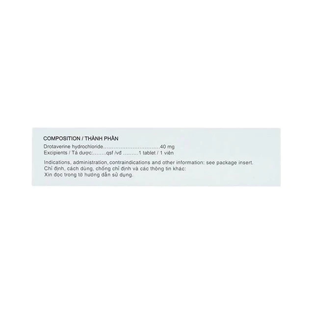 Thuốc No-spa 40mg Sanofi điều trị co thắt cơ trơn, sỏi túi mật, sỏi ống mật (5 vỉ x 10 viên)