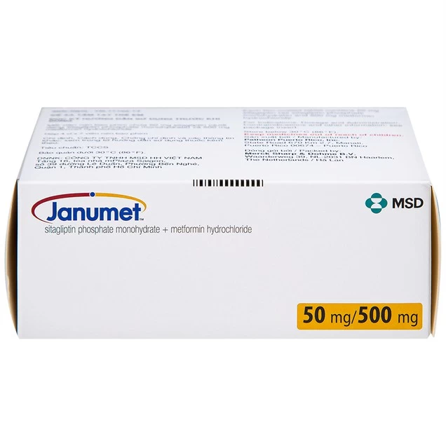 Viên nén Janumet 50mg/500mg MSD điều trị đái tháo đường típ 2 (4 vỉ x 7 viên)