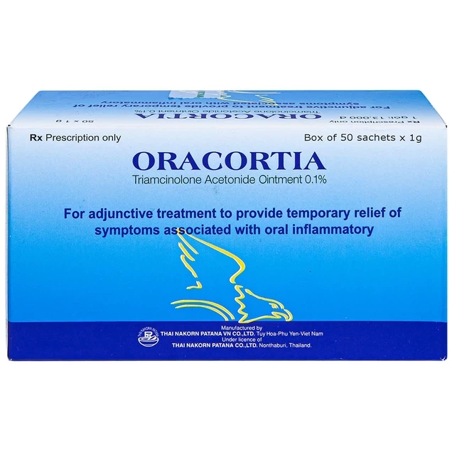Thuốc mỡ Oracortia 0.1% Thai Nakorn Patana hỗ trợ điều trị viêm nhiễm khoang miệng (50 gói x 1g)