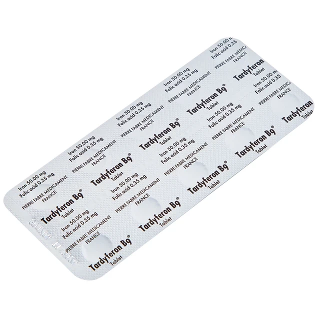 Thuốc Tardyferon B9 Pierre Fabre dự phòng thiếu sắt, acid folic cho phụ nữ có thai (3 vỉ x 10 viên)