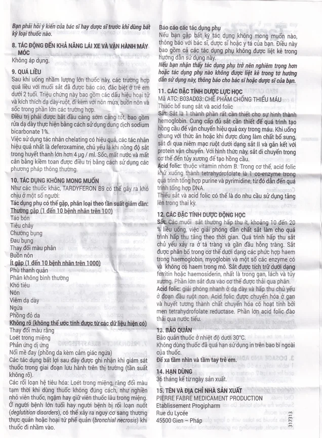 Thuốc Tardyferon B9 Pierre Fabre dự phòng thiếu sắt, acid folic cho phụ nữ có thai (3 vỉ x 10 viên)