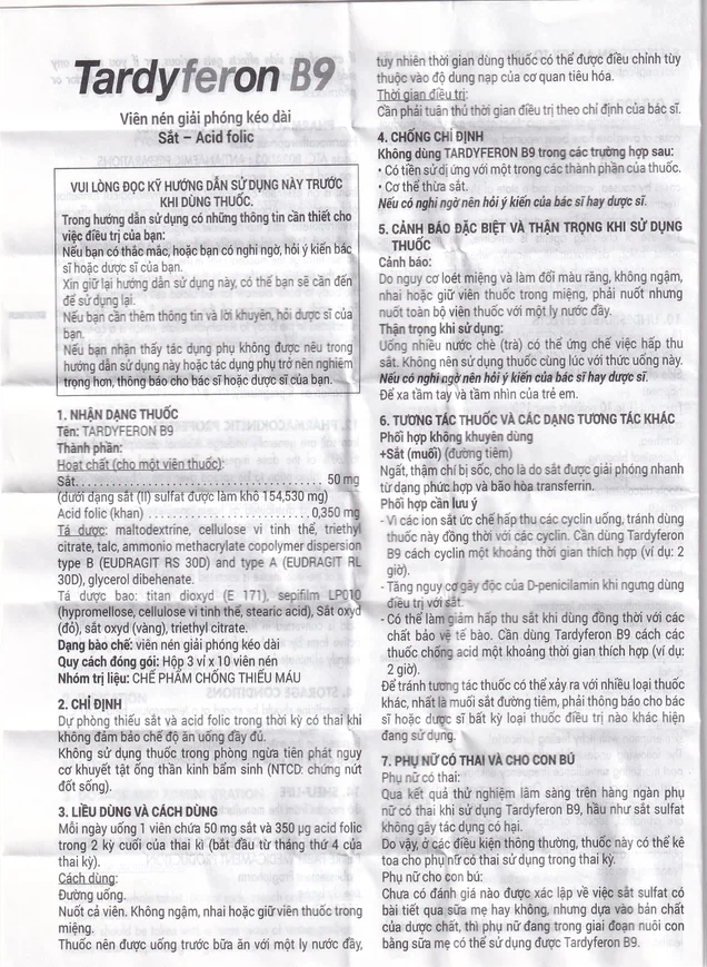 Thuốc Tardyferon B9 Pierre Fabre dự phòng thiếu sắt, acid folic cho phụ nữ có thai (3 vỉ x 10 viên)
