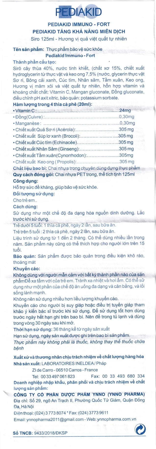 Siro Pediakid Immuno-Fort hỗ trợ tăng đề kháng, giúp bảo vệ sức khỏe (125ml)