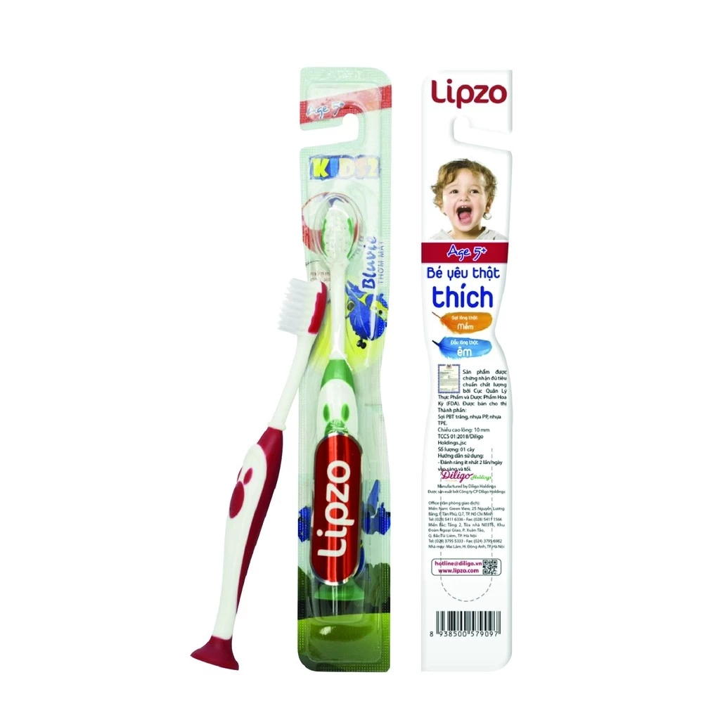 Bàn chải đánh răng Lipzo Kids S2 Diligo Holdings (Hộp 1 cái)
