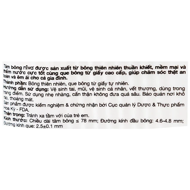 Tăm bông Niva AZP3 Paper Cotton Buds túi Zip 1 đầu tròn 1 đầu xoắn vệ sinh tai, mũi, vết thương (200 que)