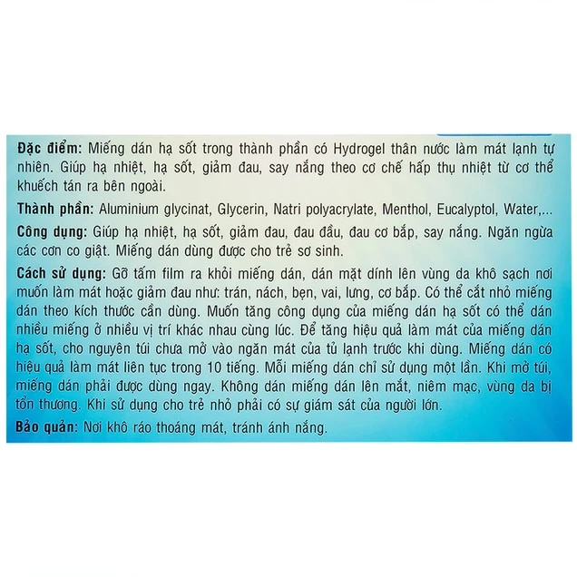 Miếng dán hạ sốt Sakura Tanaphar hạ nhiệt, hạ sốt, giảm đau (3 gói)