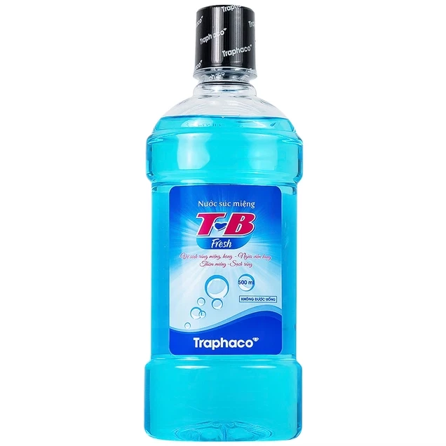 Nước súc miệng T-B Fresh 500ml Traphaco làm sạch răng, miệng, họng, hỗ trợ ngăn ngừa viêm họng, viêm lợi