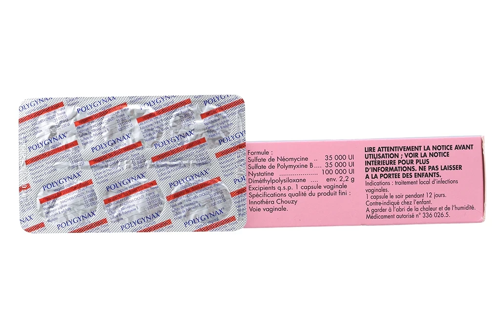 Viên đặt âm đạo Polygynax điều trị viêm âm đạo (2 vỉ x 6 viên)
