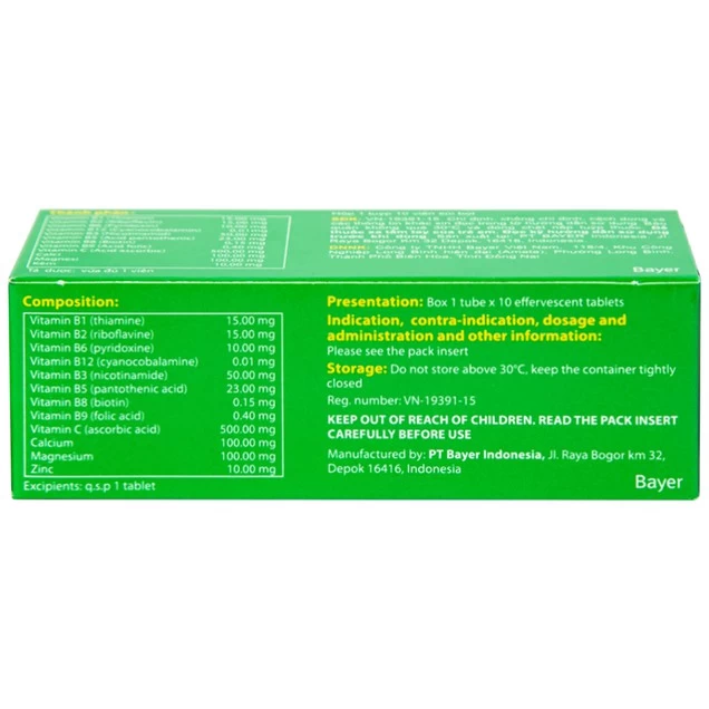 Viên sủi Berocca Bayer bổ sung vitamin và khoáng chất (10 viên)