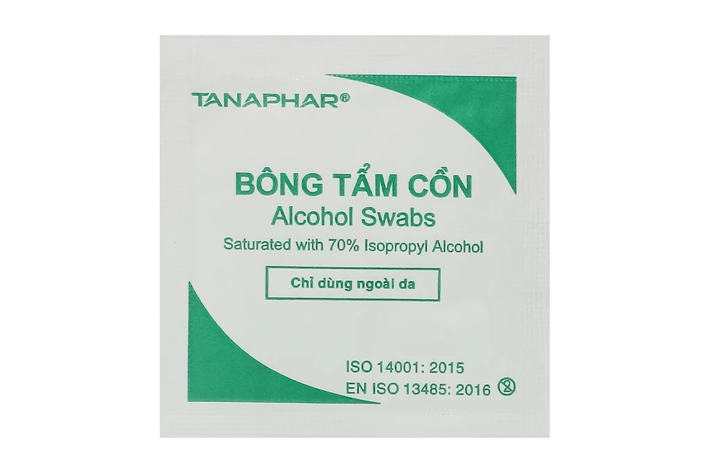 Bông tẩm cồn Alcohol Swabs Tanaphar làm sạch và khử trùng da trước khi tiêm (100 miếng)