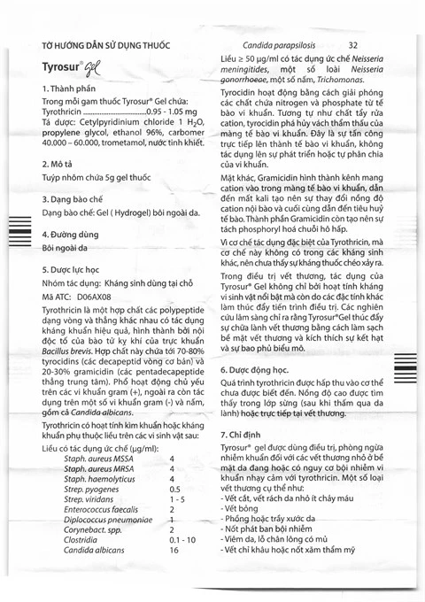 Gel bôi ngoài da Tyrosur Engelhard điều trị và phòng ngừa nhiễm khuẩn (5g)