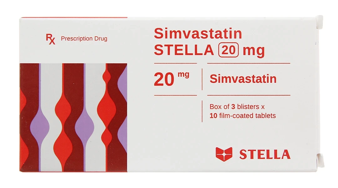 Thuốc Simvastatin Stella 20mg điều trị tăng cholesterol máu (3 vỉ x 10 viên)