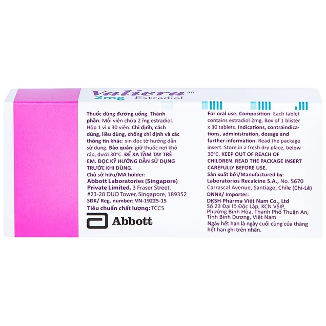 Thuốc Valiera 2mg Abbott điều trị chứng rối loạn vận mạch (1 vỉ x 30 viên)