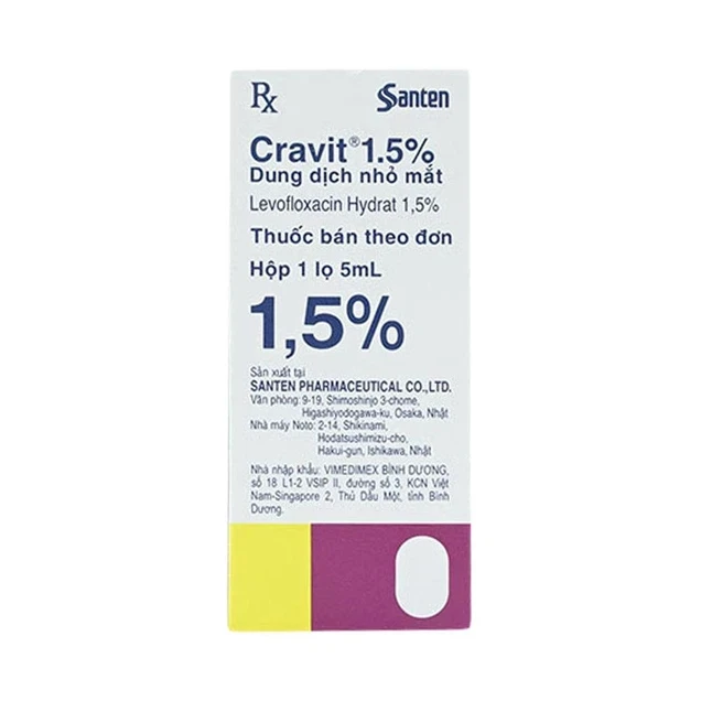 Thuốc nhỏ mắt Cravit 1.5% Santen điều trị viêm bờ mi, viêm túi lệ, lẹo (5ml)