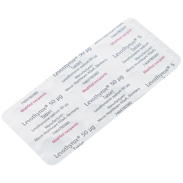 Thuốc Levothyrox 50µg Merck điều trị bướu giáp, suy giáp, ung thư giáp (2 vỉ x 15 viên)