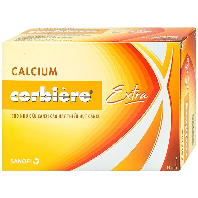 Dung dịch uống Calcium Corbière Extra Sanofi bổ sung canxi, hỗ trợ điều trị loãng xương (3 vỉ x 10 ống x 10ml)